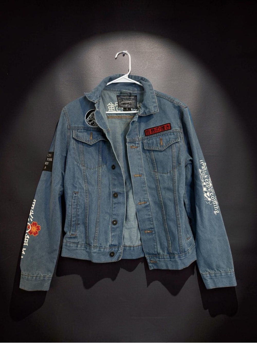Japanese Art Denim Jacket – Statement Graphic Jean Jacket - Picture 2 of 6